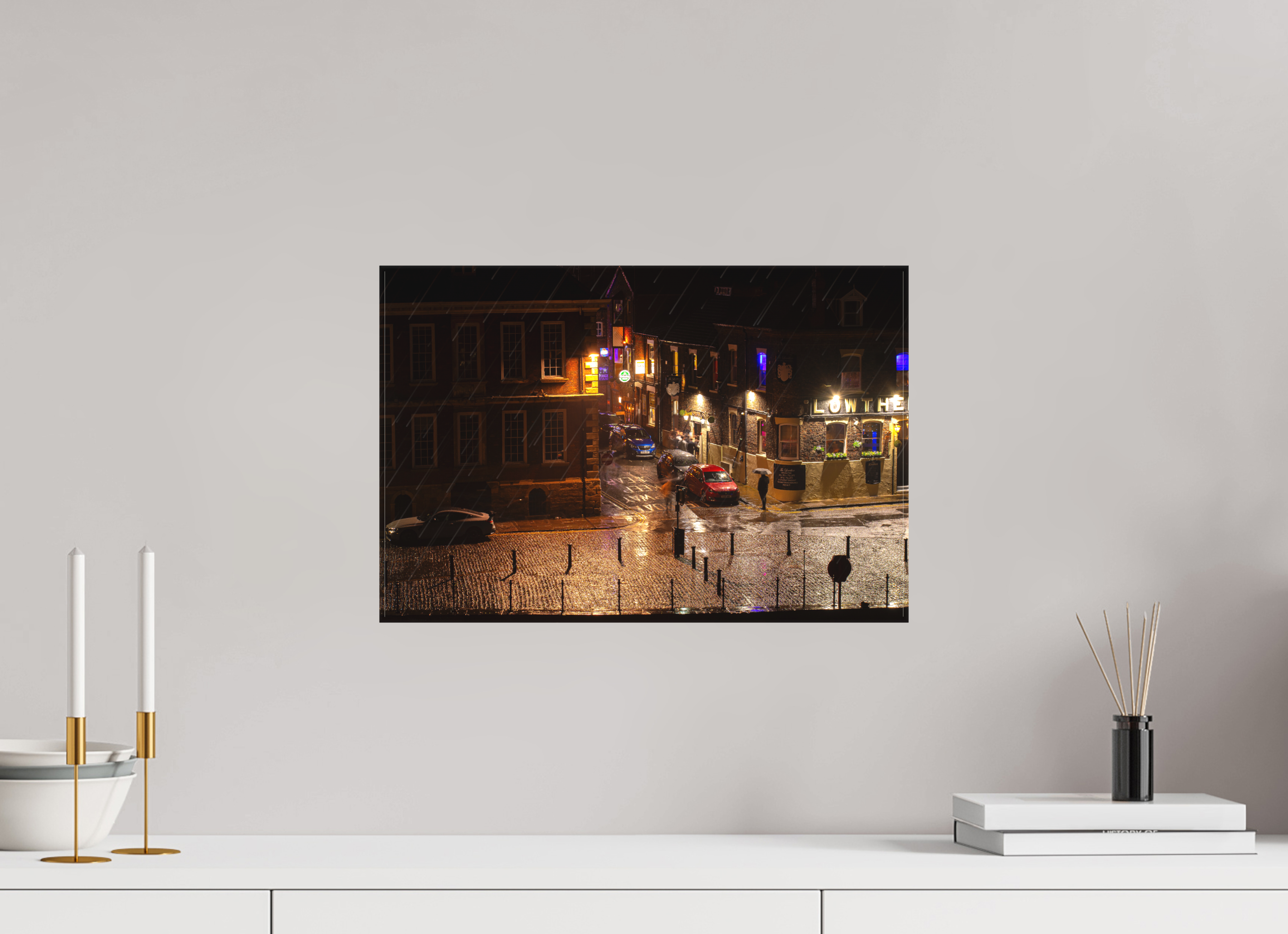 45 x 30 cm, Matte Canvas on Stretcher Frame A Wet Night in York