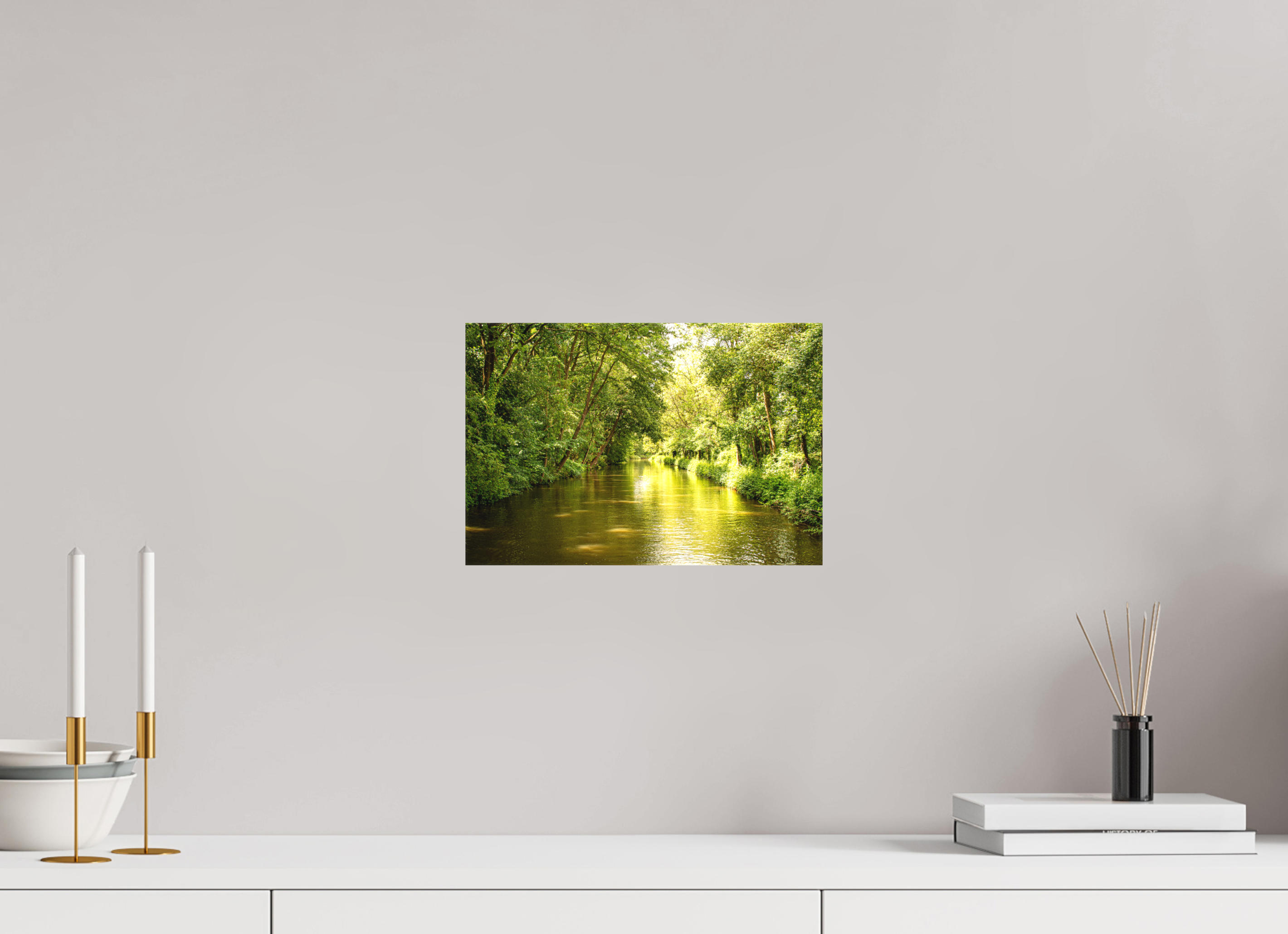 30 x 20 cm, Matte Canvas on Stretcher Frame Treelined Canal