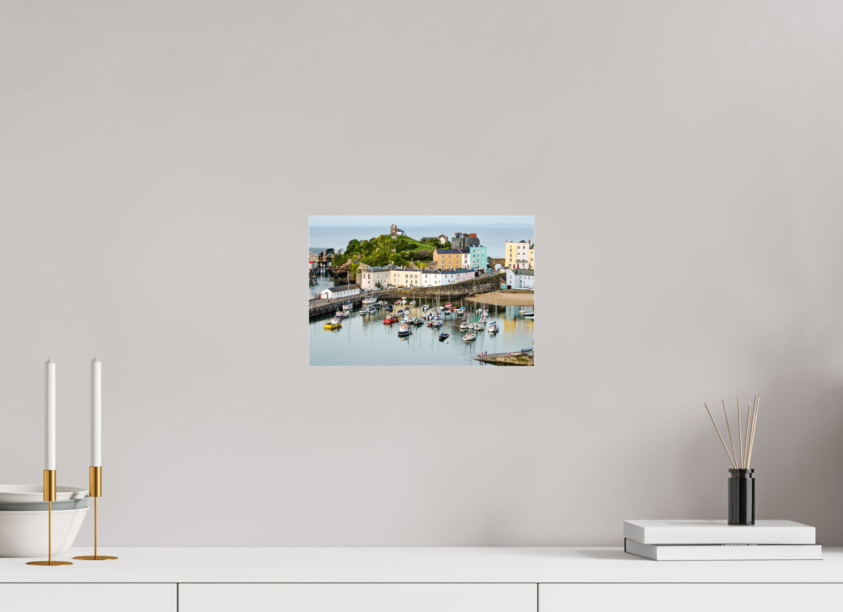 30 x 20 cm, Photo Print Under Acrylic Glass Tenby Harbour
