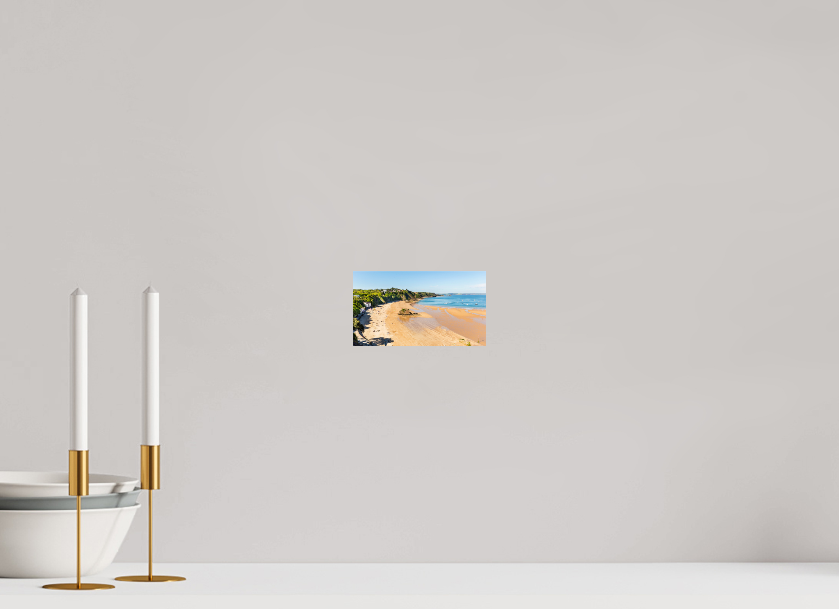 16 x 9 cm, Photo Print Under Acrylic Glass Tenby Beach