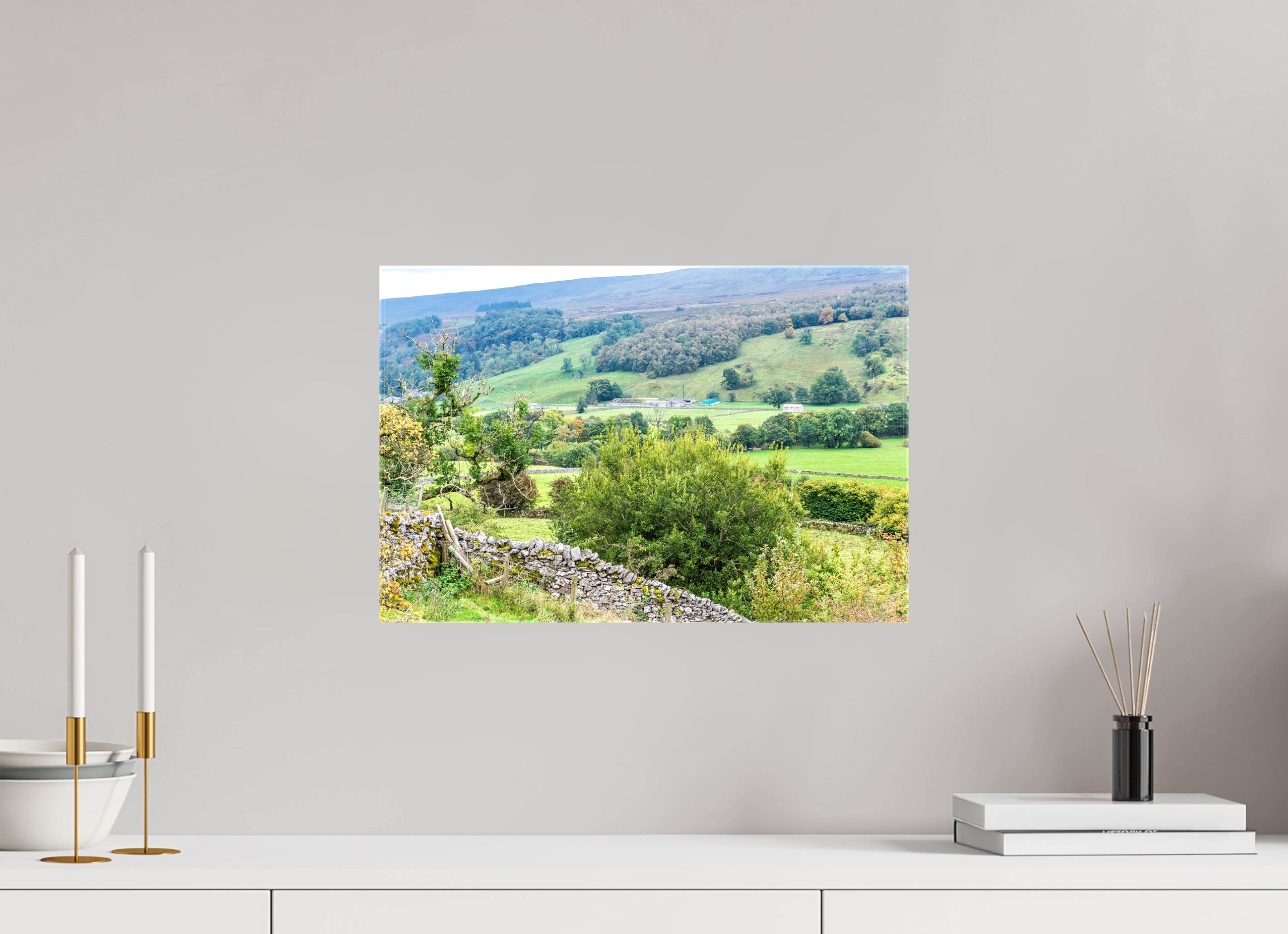 45 x 30 cm, Glossy Canvas On Stretcher Frame Valley in the Yorkshire Dales