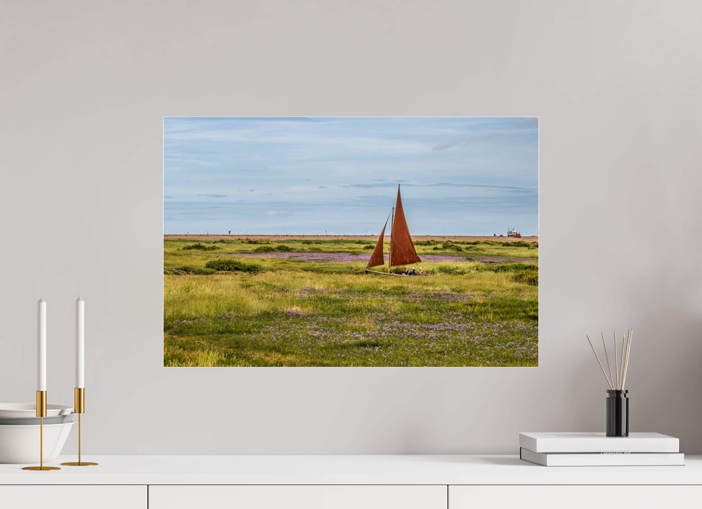 60 x 40 cm, Photo Print Under Acrylic Glass Sailing in the Grass