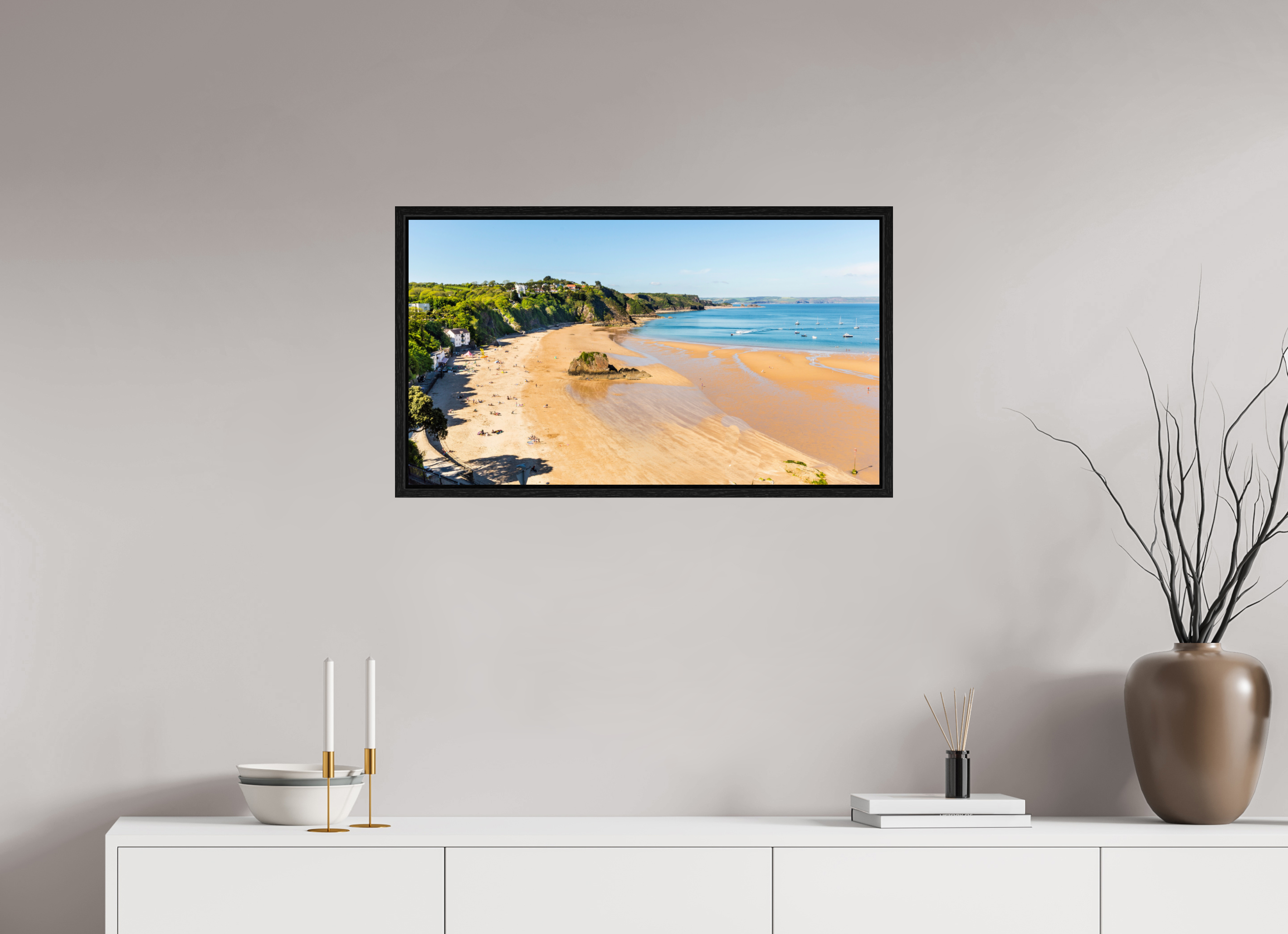 80 x 45 cm, Floater Frame Tenby Beach
