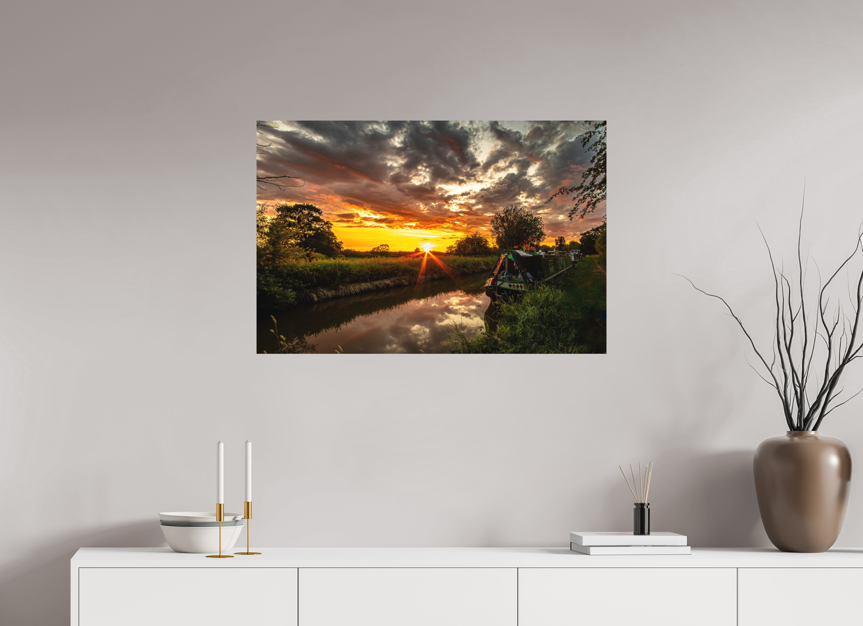 90 x 60 cm, Photo Print Fuji Crystal DP II Matte Sunset on the Llangollen Canal