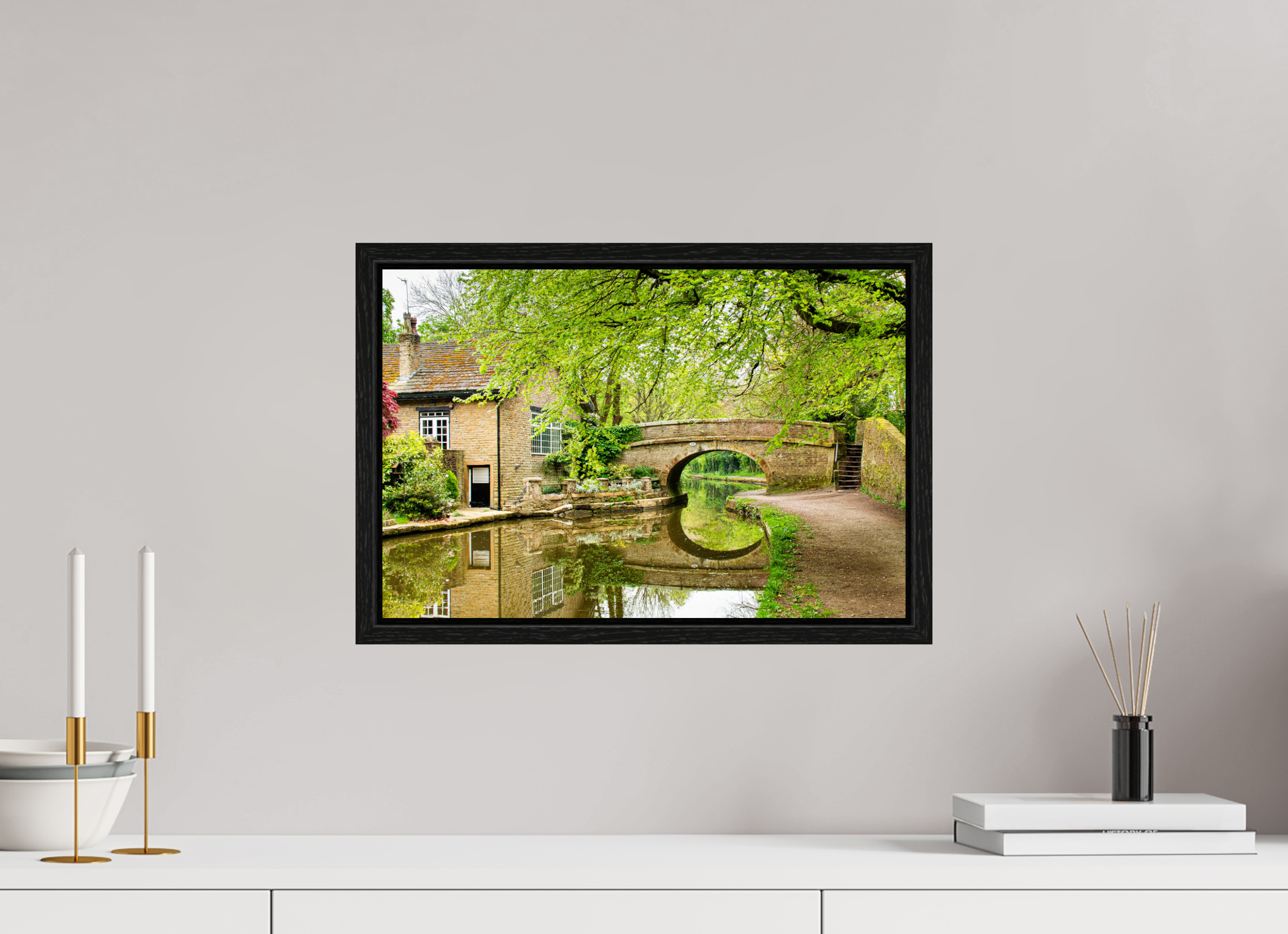 45 x 30 cm, Floater Frame Bollington Canal Bridge