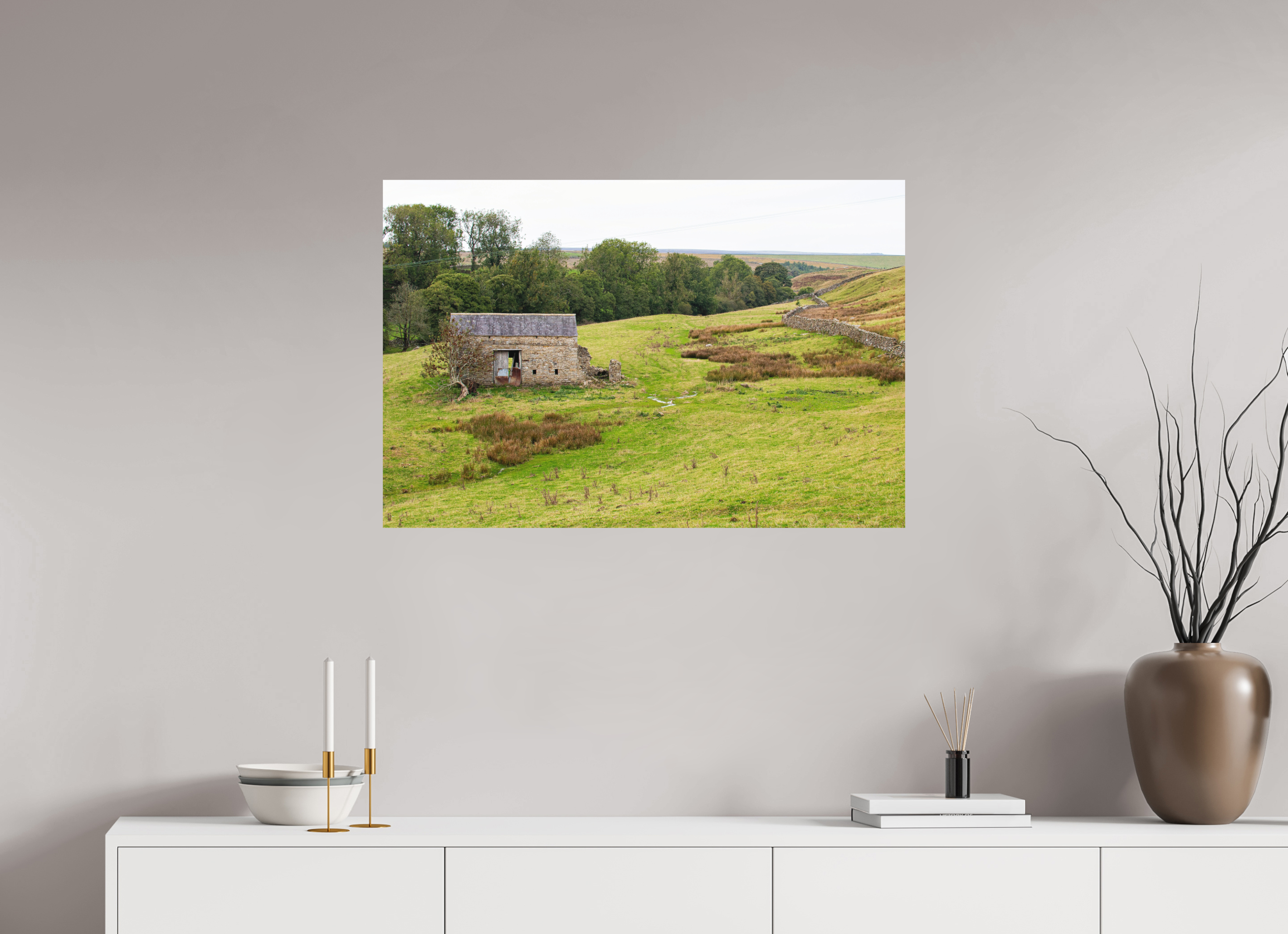 90 x 60 cm, Photo Print Fuji Crystal DP II Matte Old Barn in the Yorkshire Dales