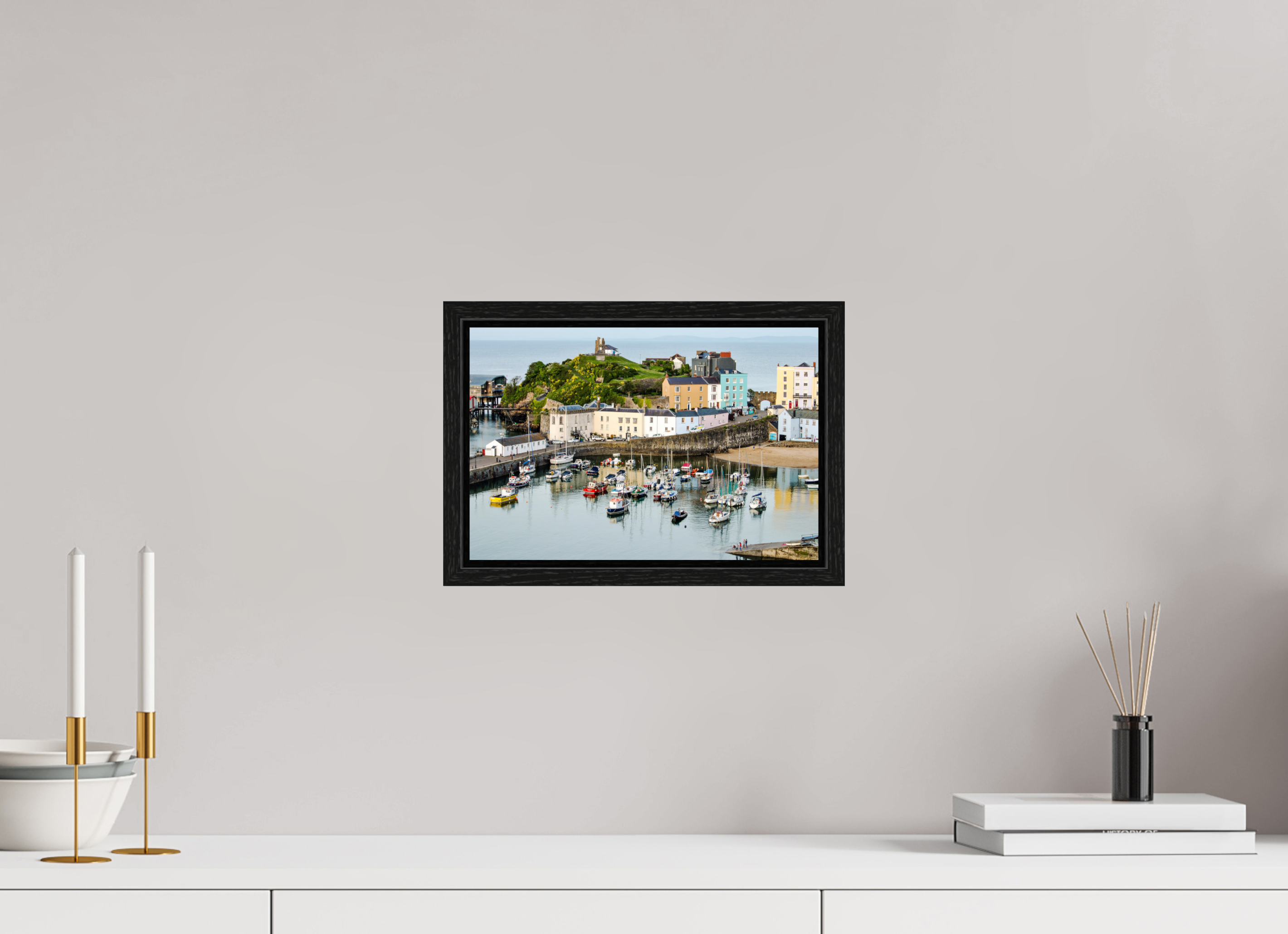 30 x 20 cm, Floater Frame Tenby Harbour