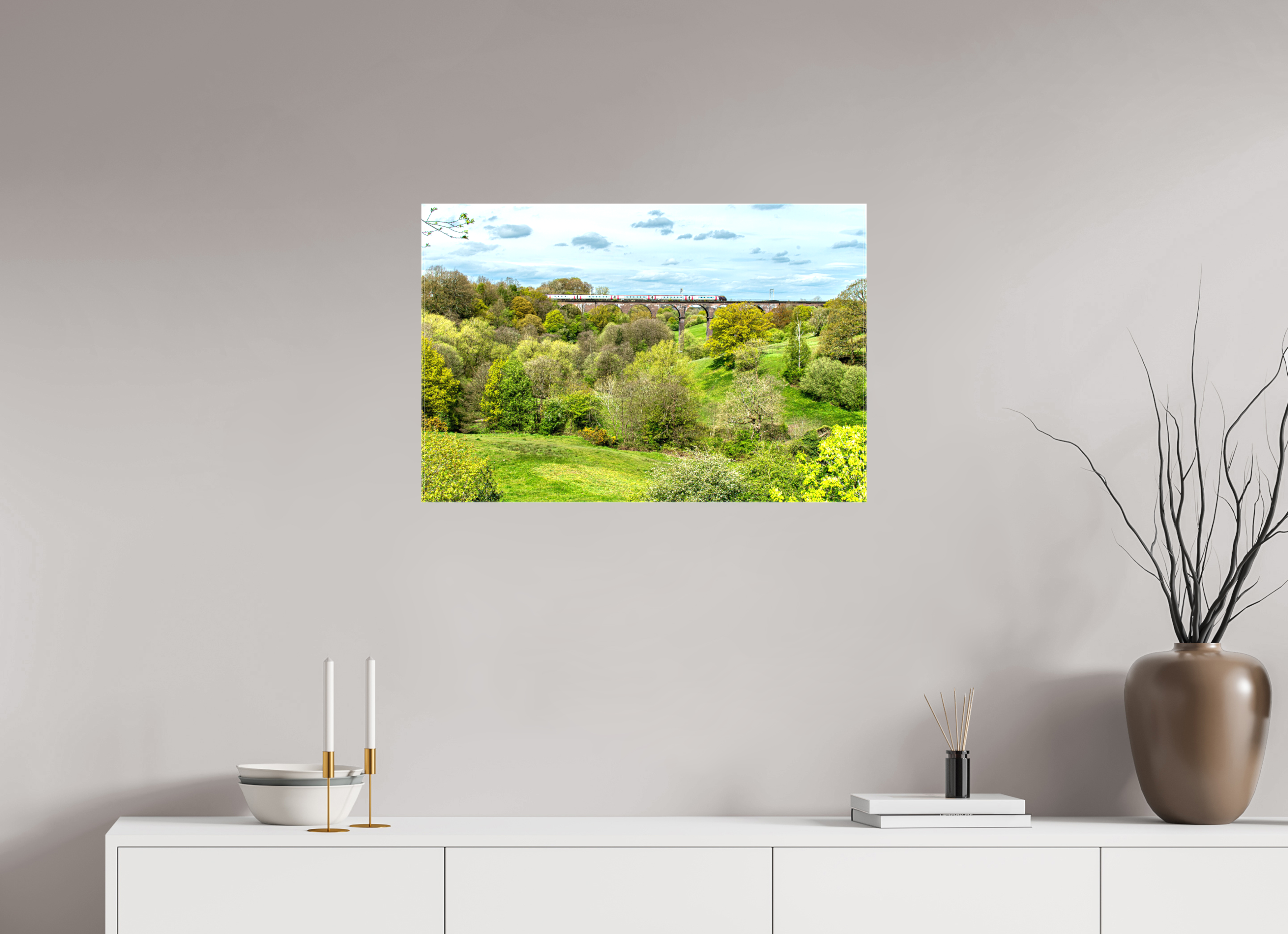 75 x 50 cm, Glossy Canvas On Stretcher Frame Railway Viaduct, near Congleton