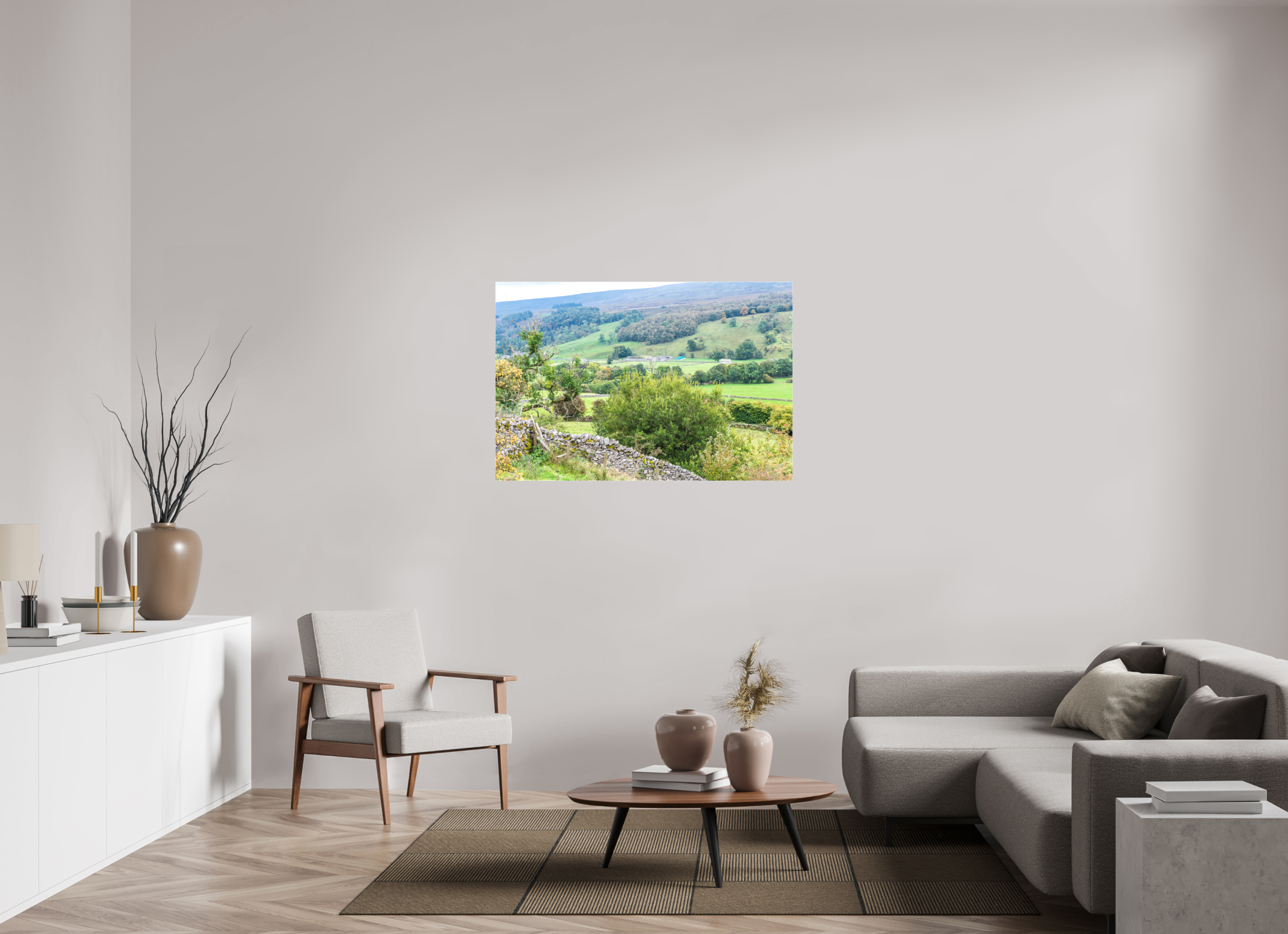 120 x 80 cm, Matte Canvas on Stretcher Frame Valley in the Yorkshire Dales