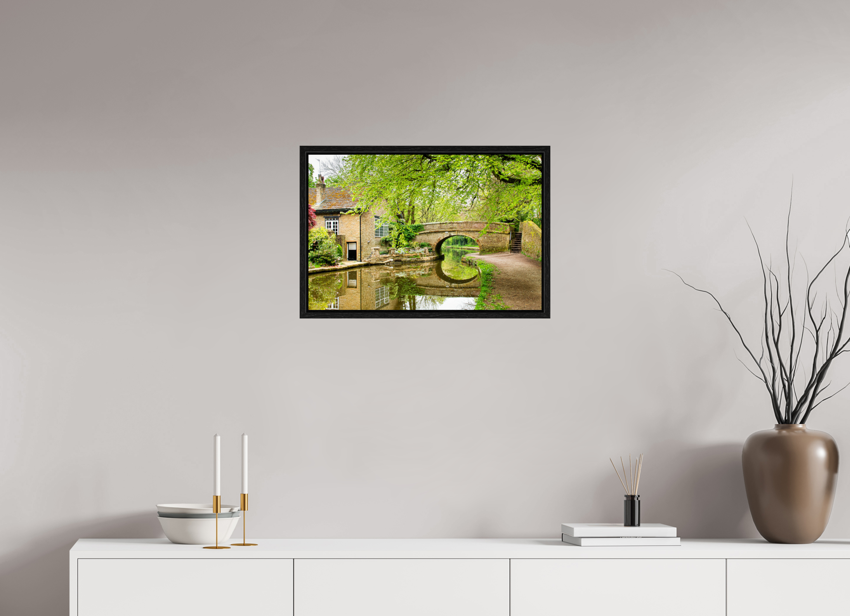 60 x 40 cm, Floater Frame Bollington Canal Bridge