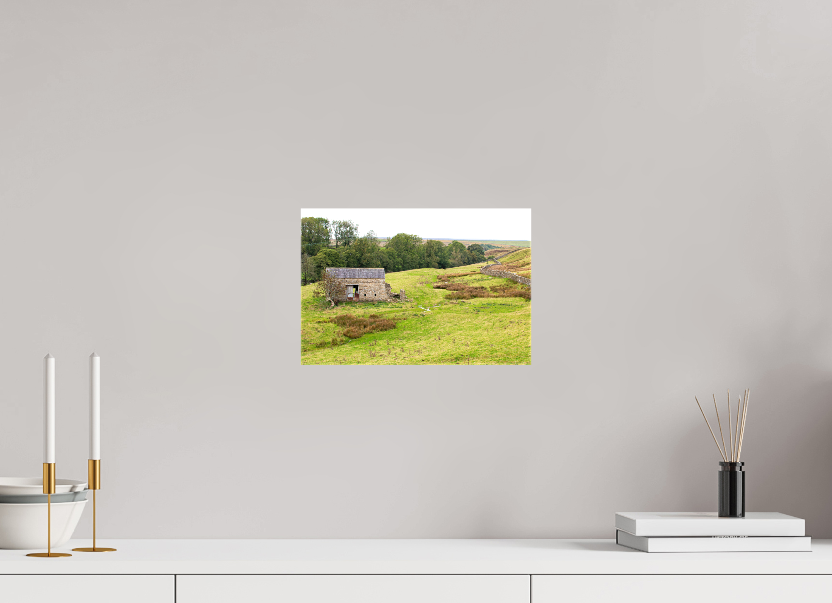 30 x 20 cm, Glossy Canvas On Stretcher Frame Old Barn in the Yorkshire Dales