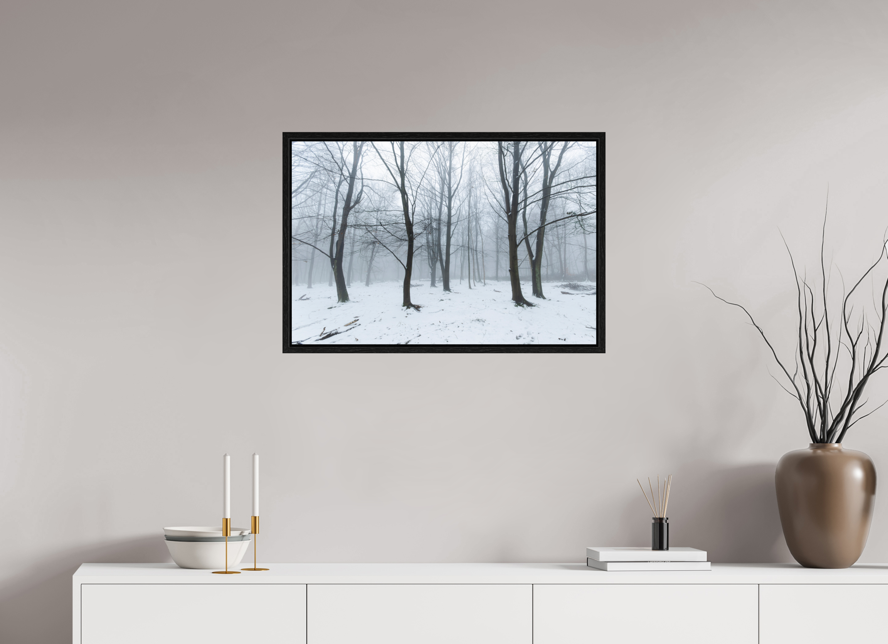 75 x 50 cm, Floater Frame Trees in the Snow