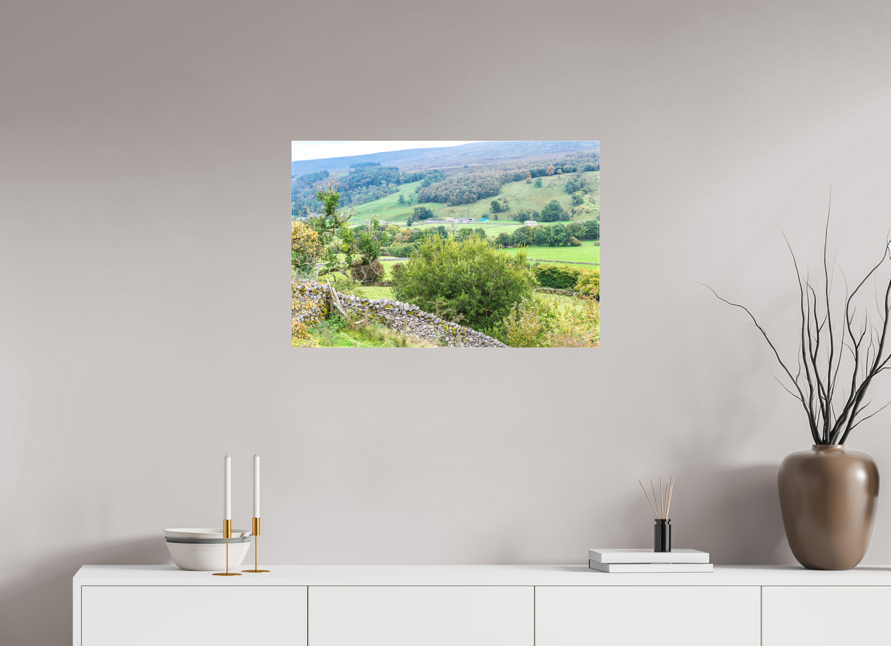 75 x 50 cm, Matte Canvas on Stretcher Frame Valley in the Yorkshire Dales