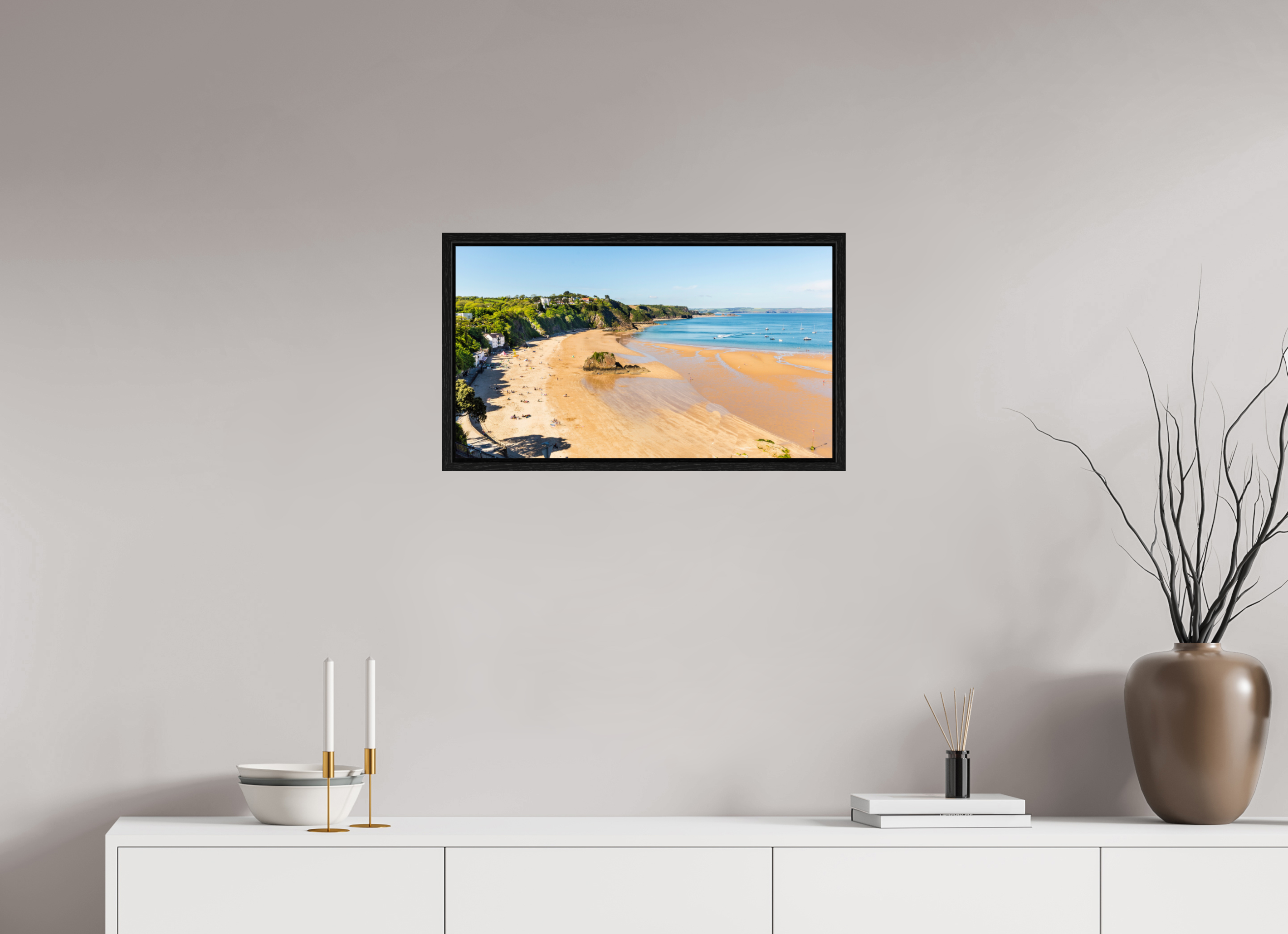 64 x 36 cm, Floater Frame Tenby Beach