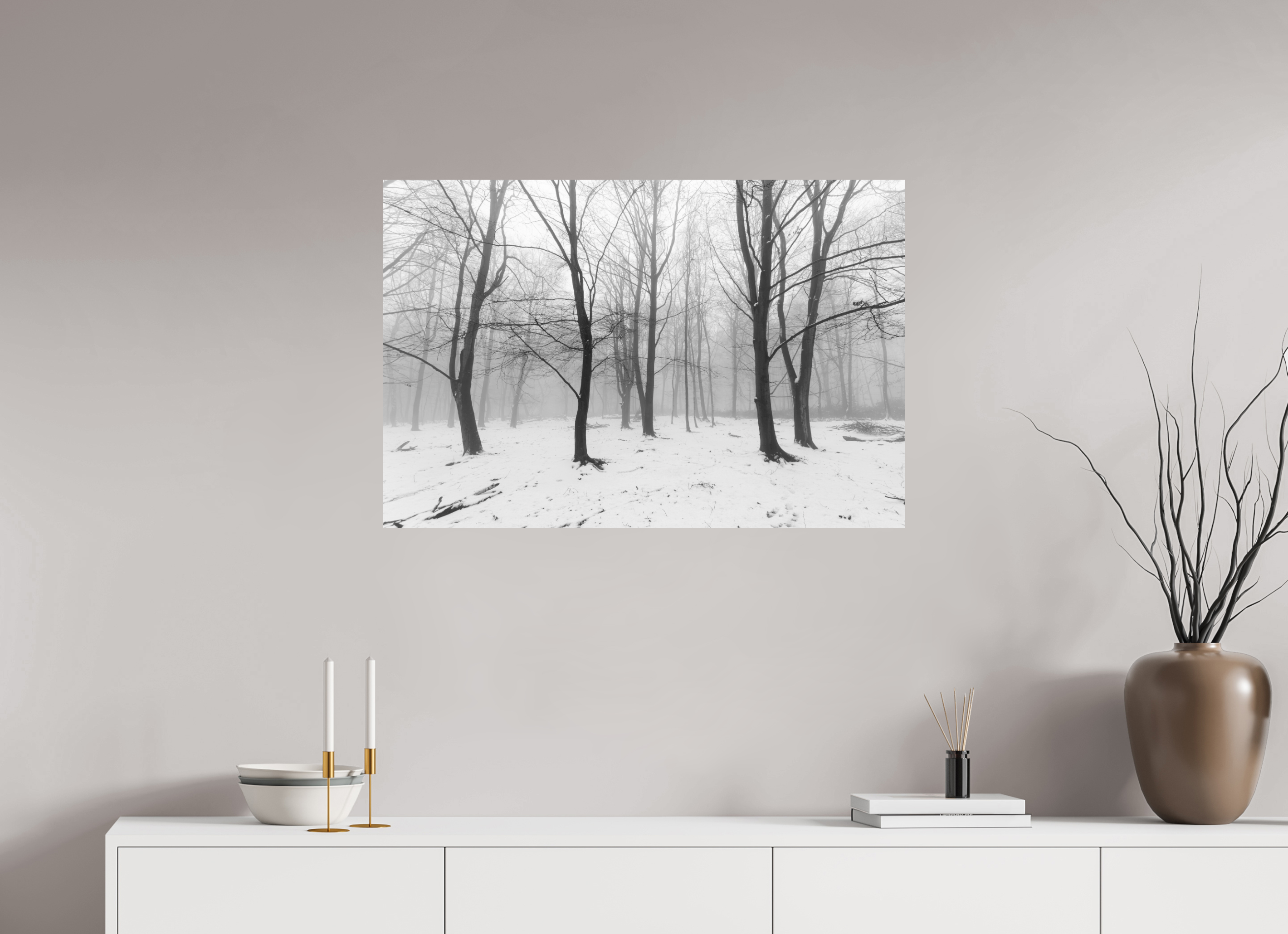 90 x 60 cm, Photo Print on Ilford B&W Paper Trees in the Snow