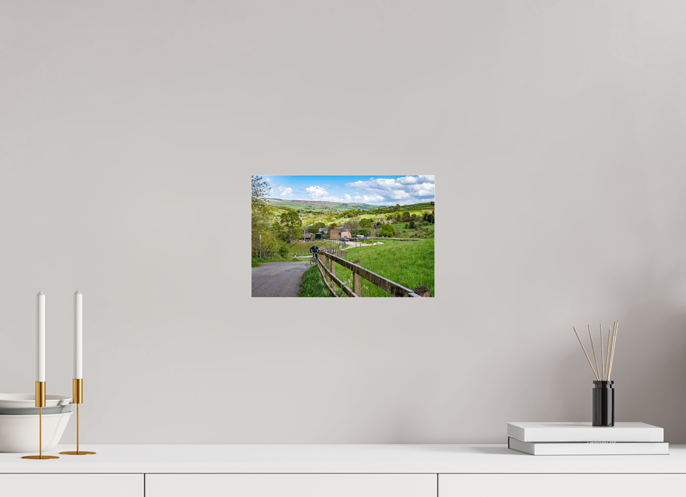 30 x 20 cm, Photo Print Under Acrylic Glass Cycling Uphill towards Bugsworth Basin