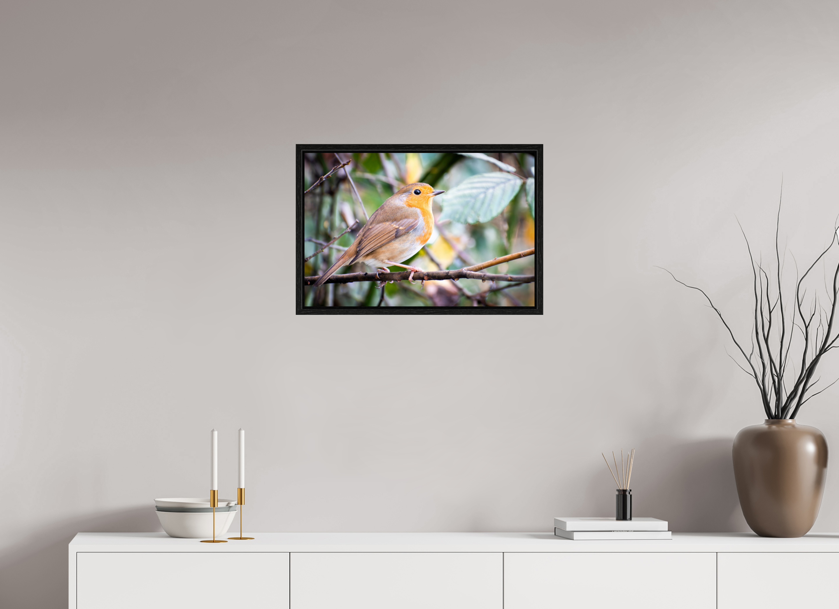 60 x 40 cm, Floater Frame Robin