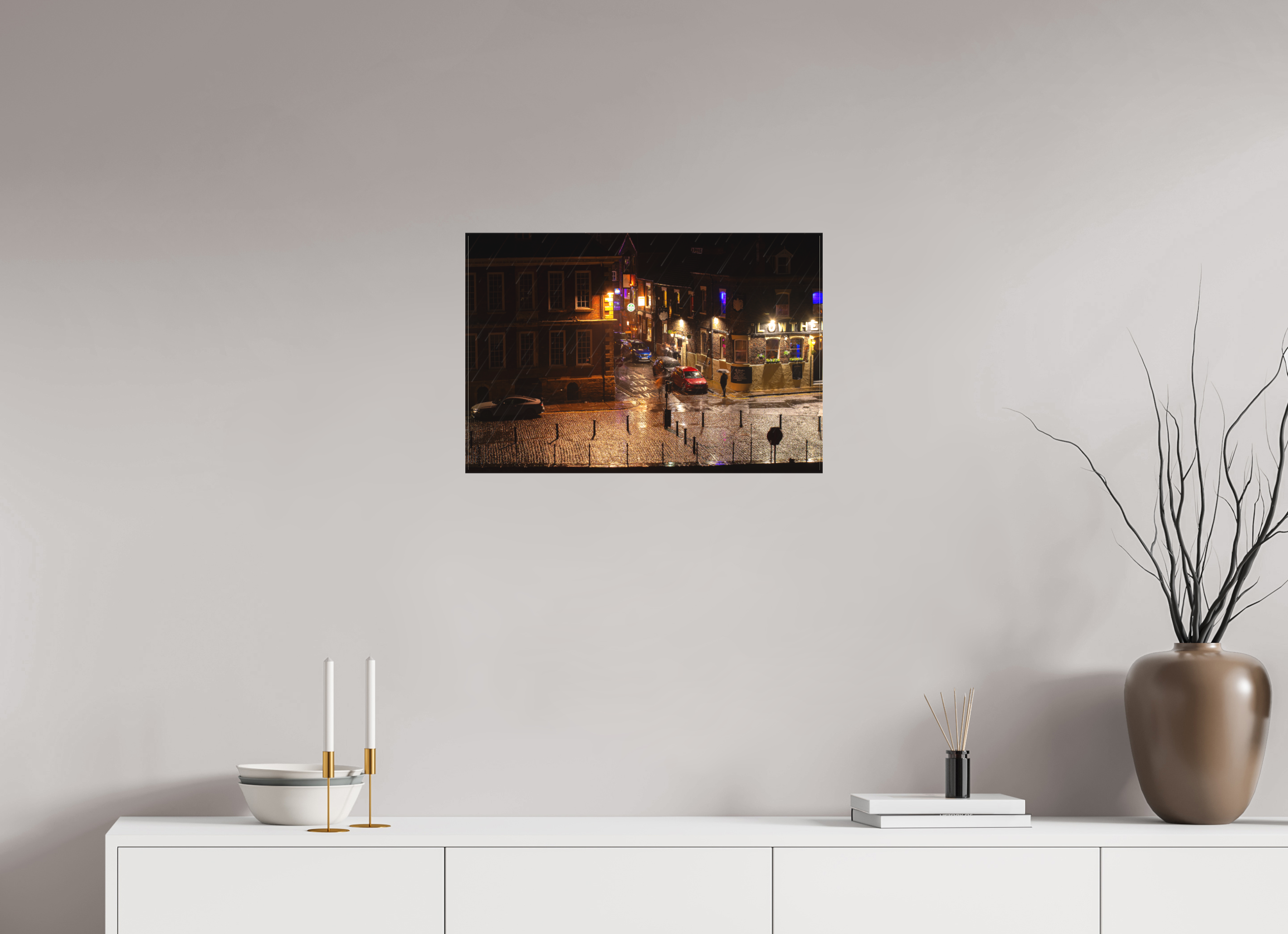 60 x 40 cm, Matte Canvas on Stretcher Frame A Wet Night in York