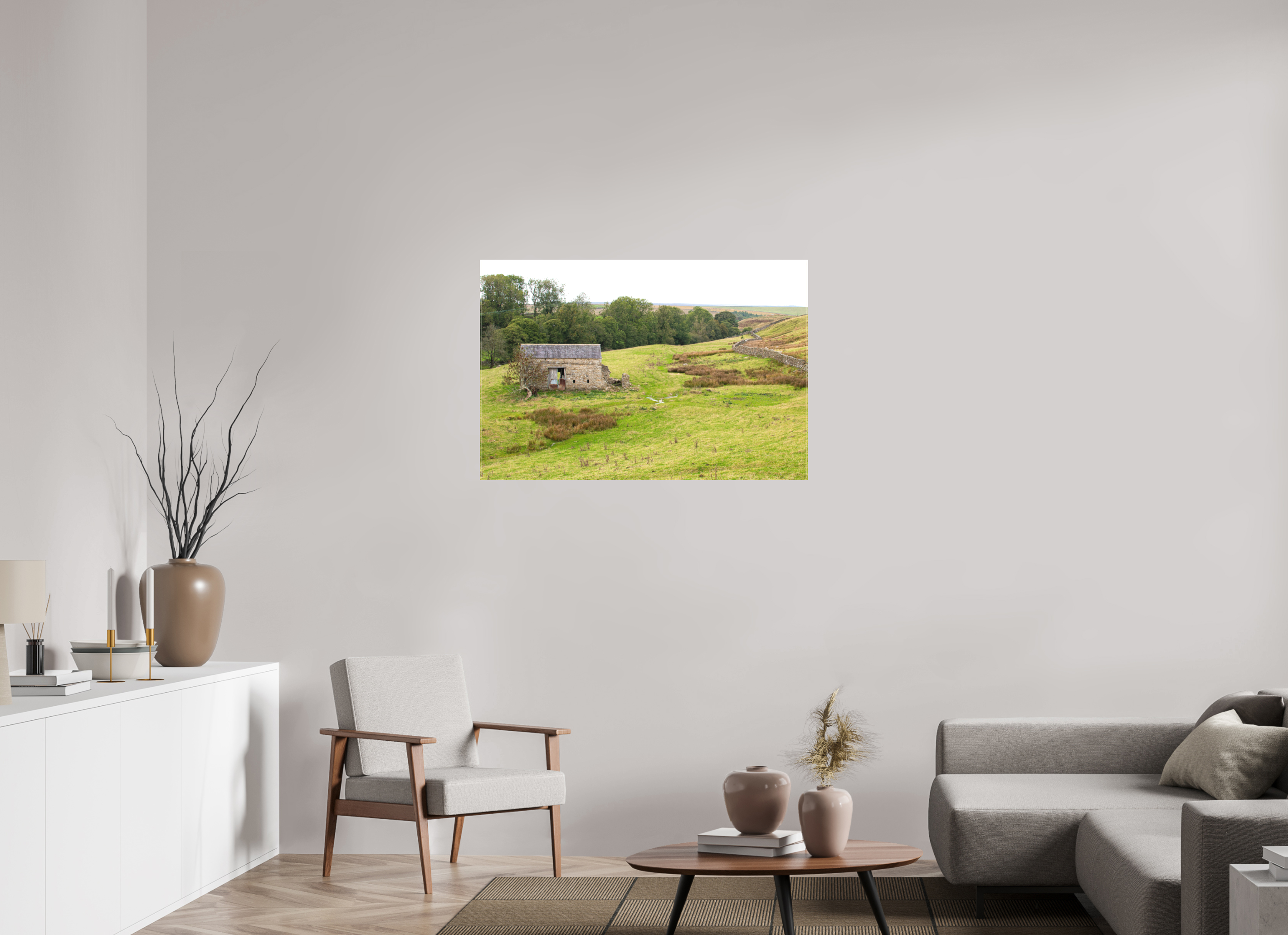 105 x 70 cm, Matte Canvas on Stretcher Frame Old Barn in the Yorkshire Dales