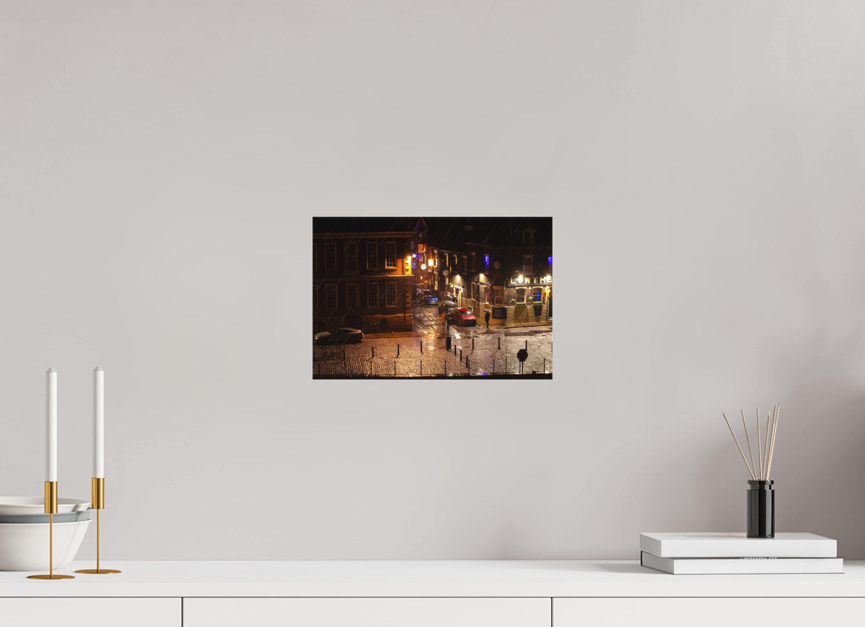 30 x 20 cm, Matte Canvas on Stretcher Frame A Wet Night in York