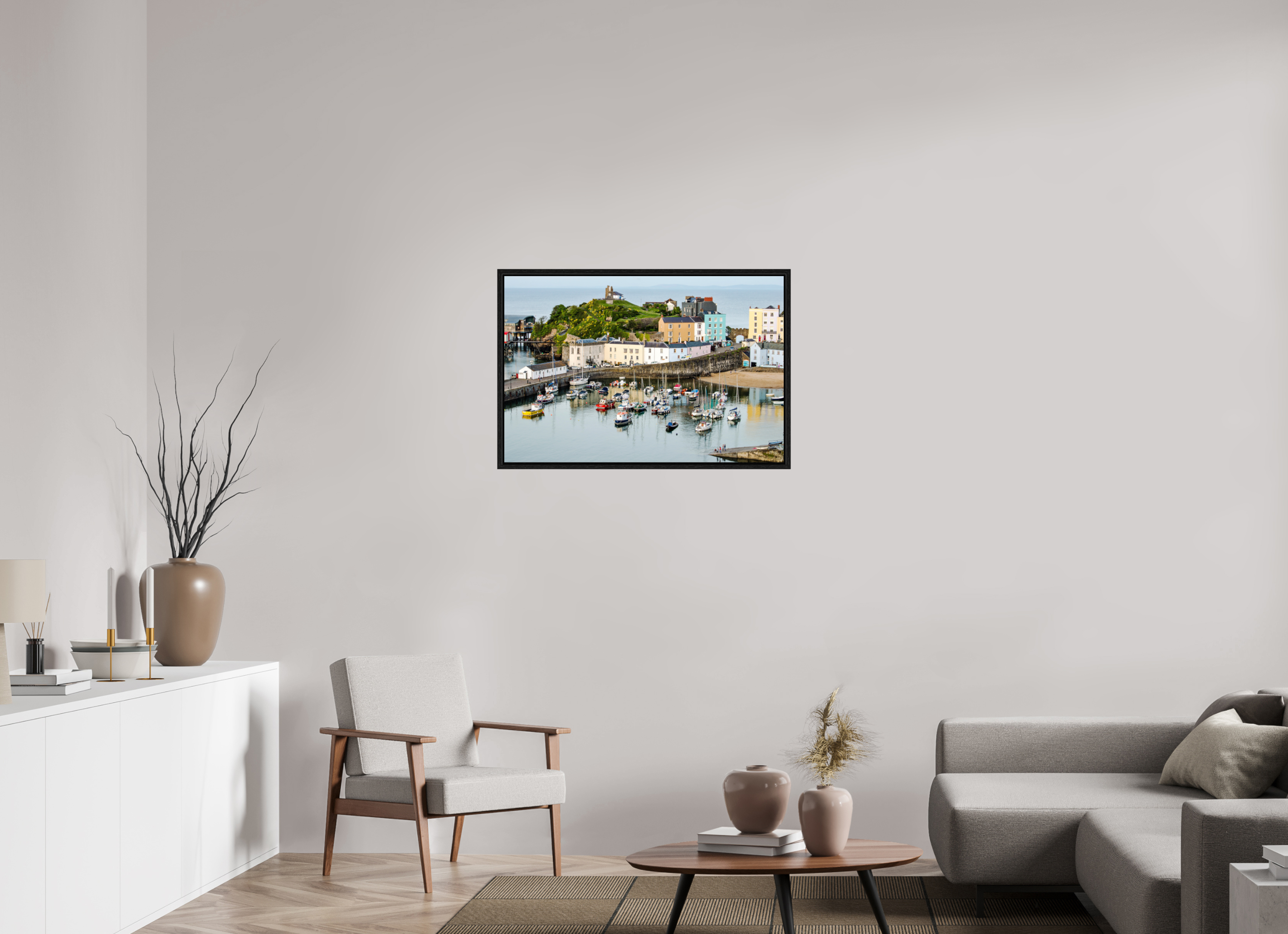 90 x 60 cm, Floater Frame Tenby Harbour