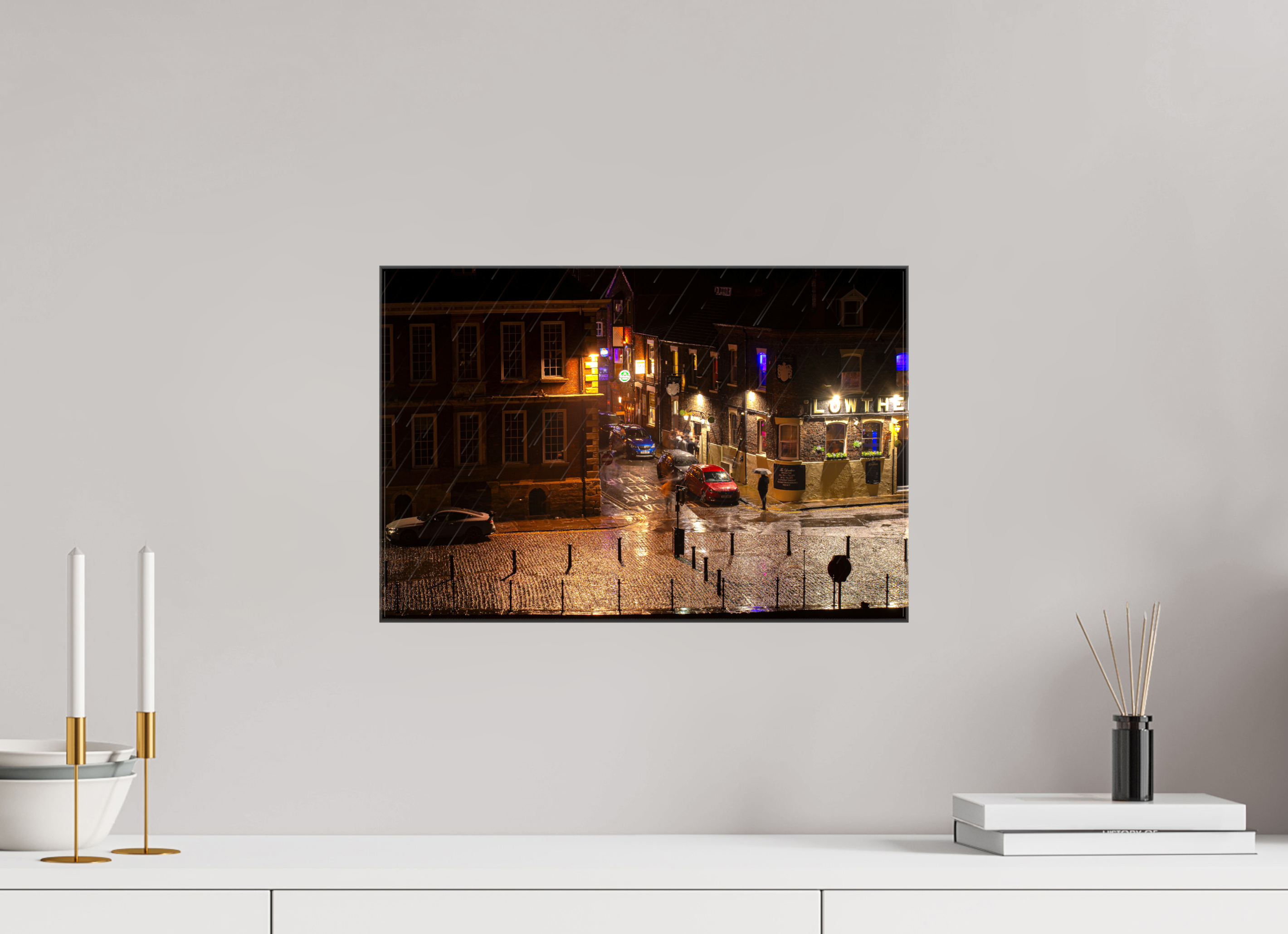 45 x 30 cm, Glossy Canvas On Stretcher Frame A Wet Night in York