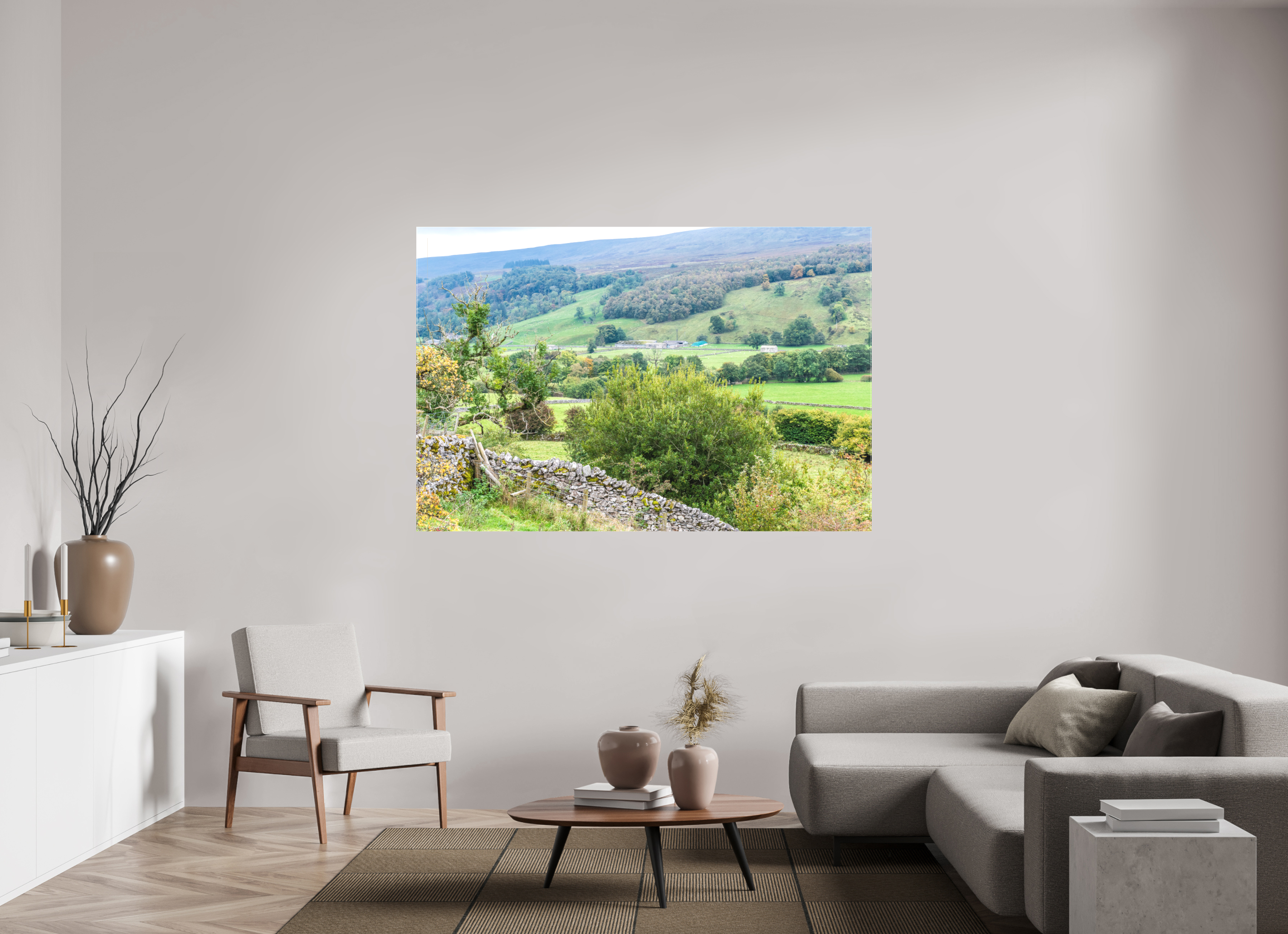 180 x 120 cm, Matte Canvas on Stretcher Frame Valley in the Yorkshire Dales