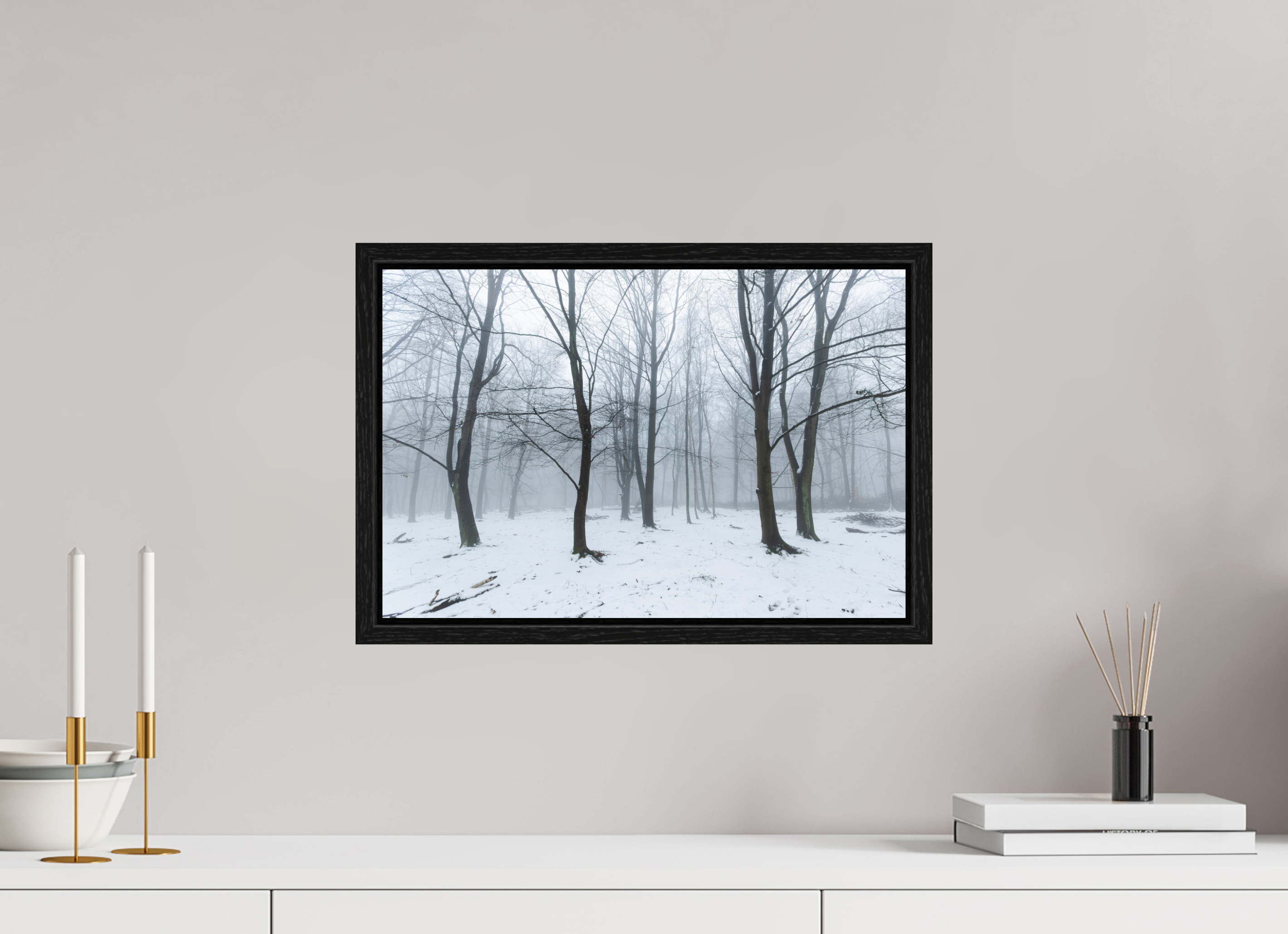 45 x 30 cm, Floater Frame Trees in the Snow