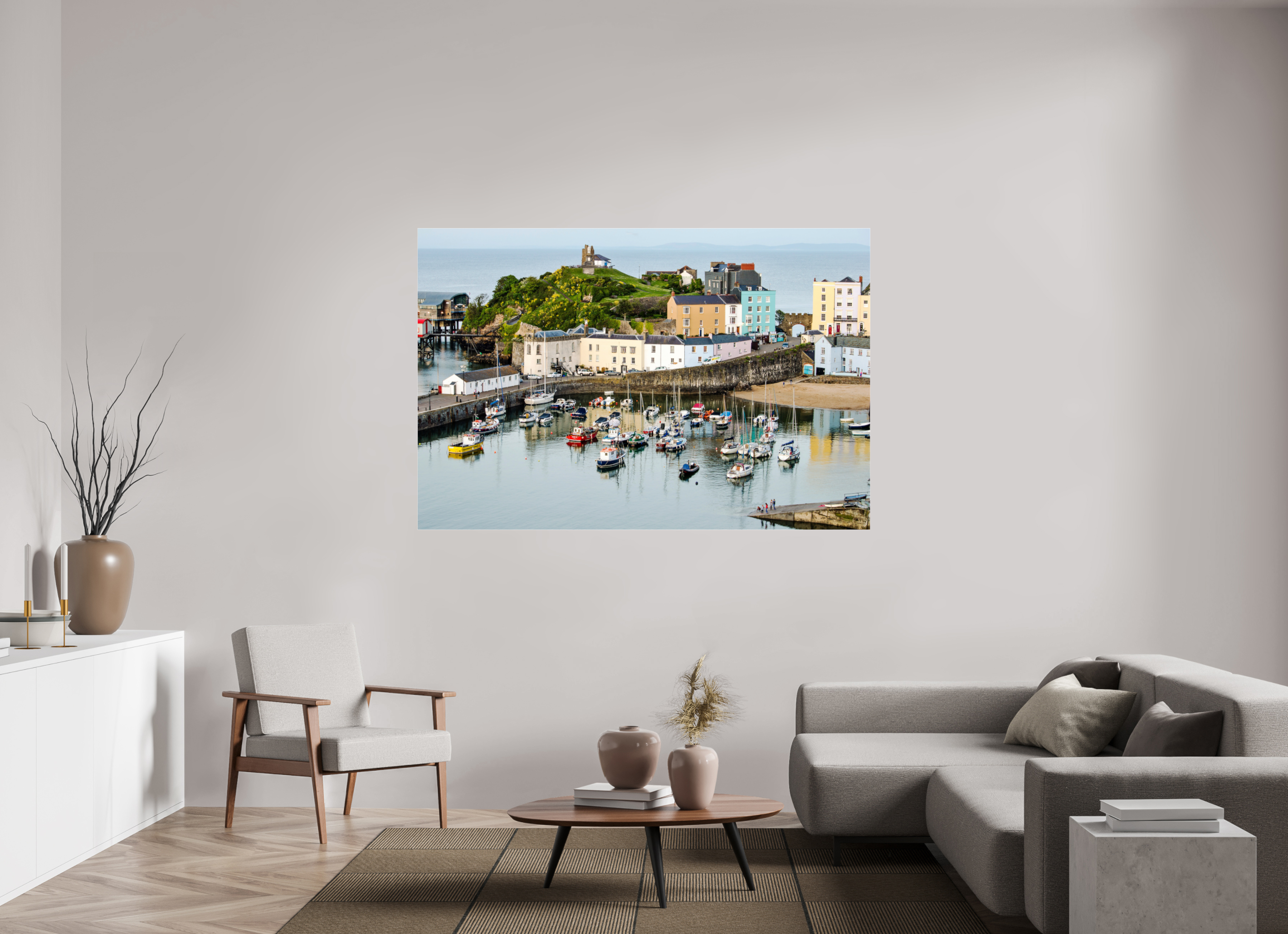 180 x 120 cm, Photo Print Under Acrylic Glass Tenby Harbour