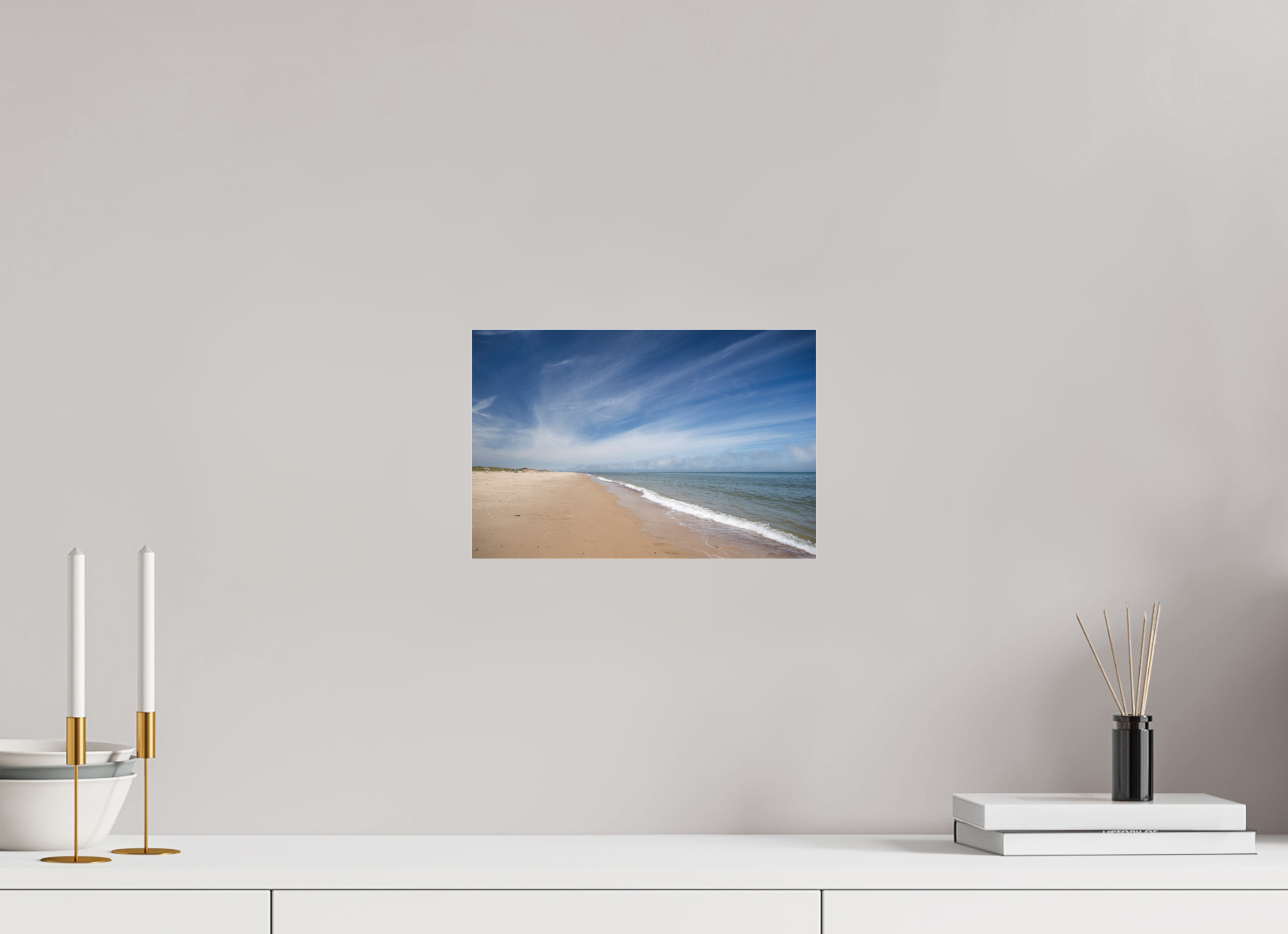 30 x 20 cm, Photo Print Under Acrylic Glass Empty Beach on the Norfolk Coast