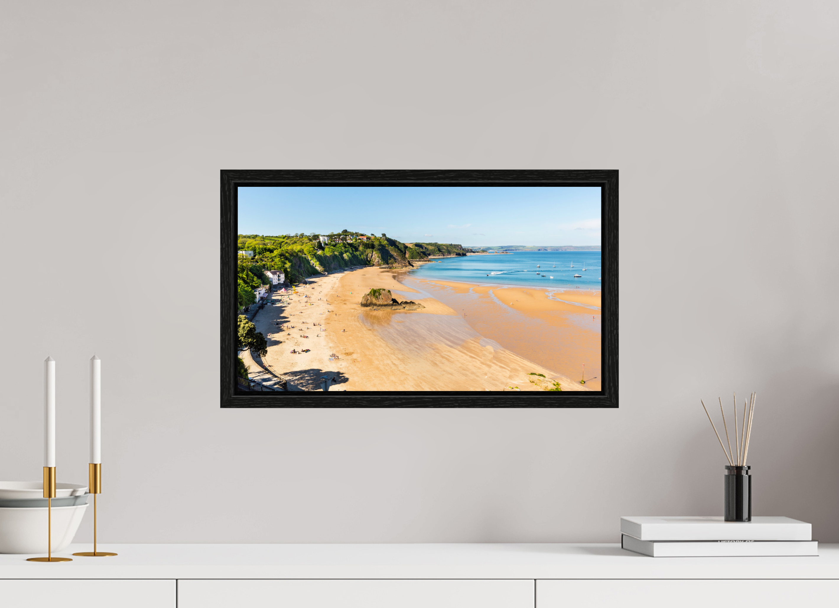 48 x 27 cm, Floater Frame Tenby Beach